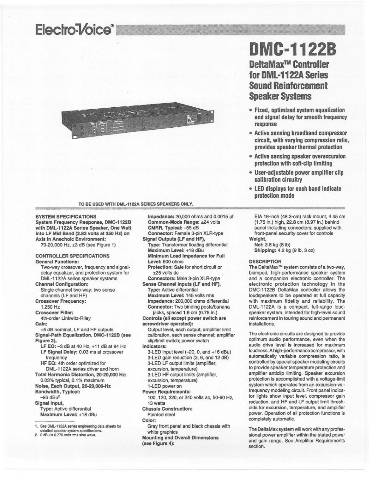 Electro-voice DMC 1122B User Manual