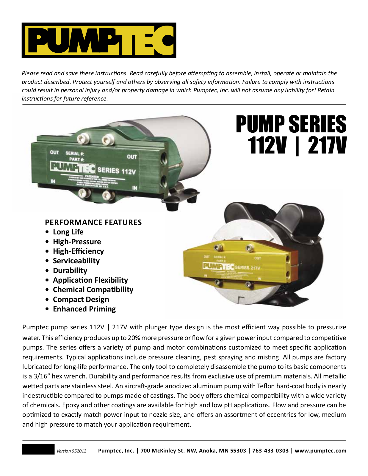Pumptec 217V User Manual - ManualMachine.com
