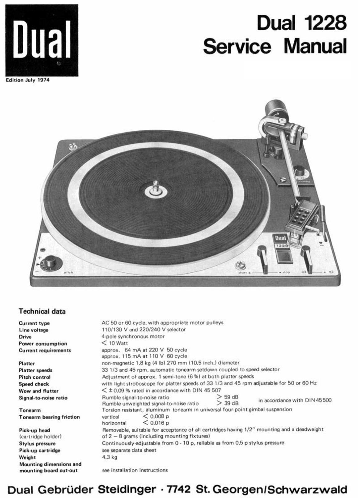 Dual 1228 Service manual