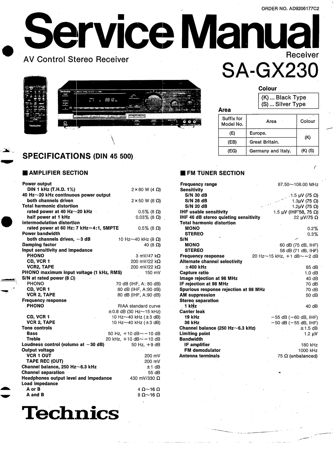 Technics SAGX-230 Service manual