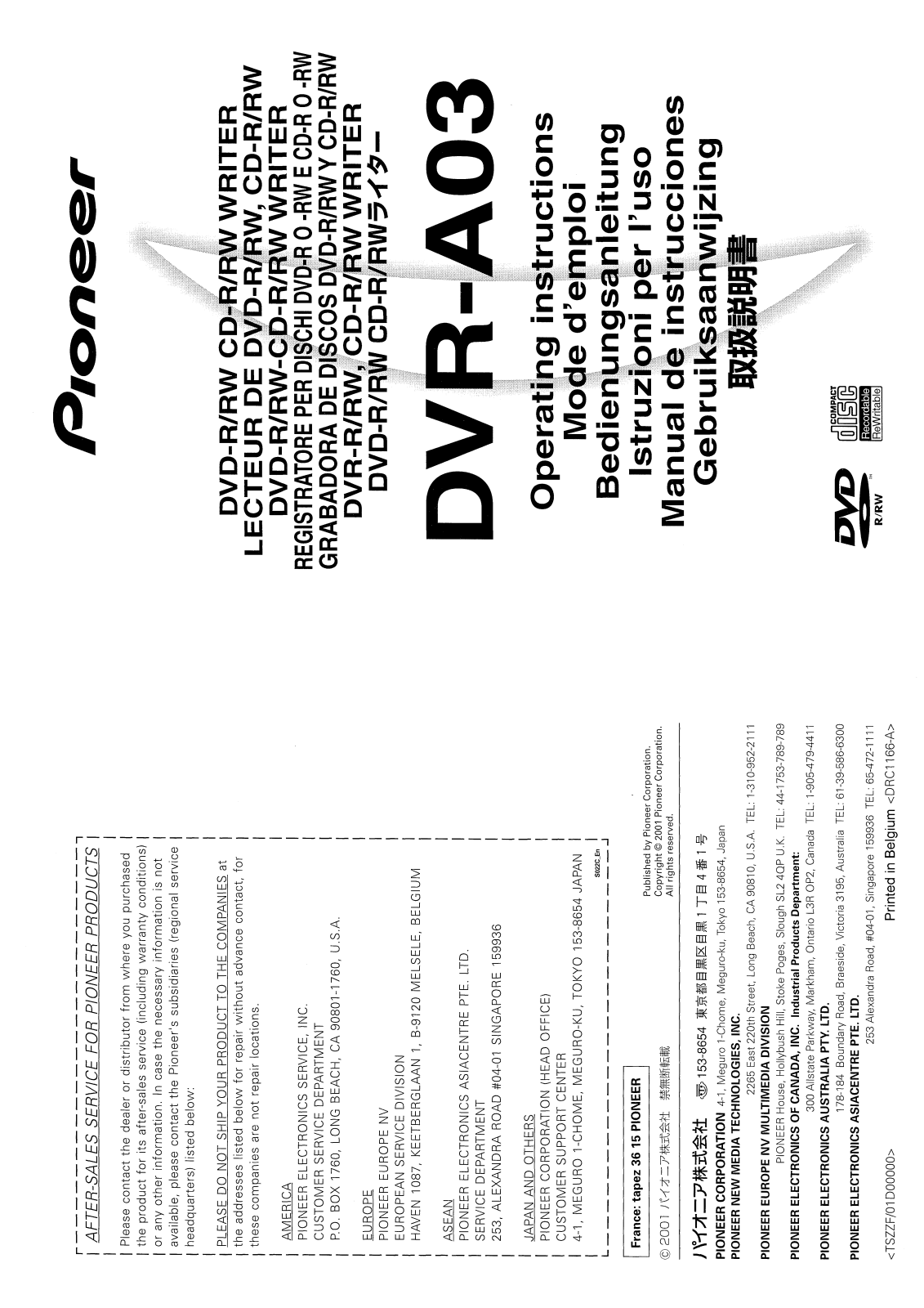 Pioneer DVR-A03 User Manual