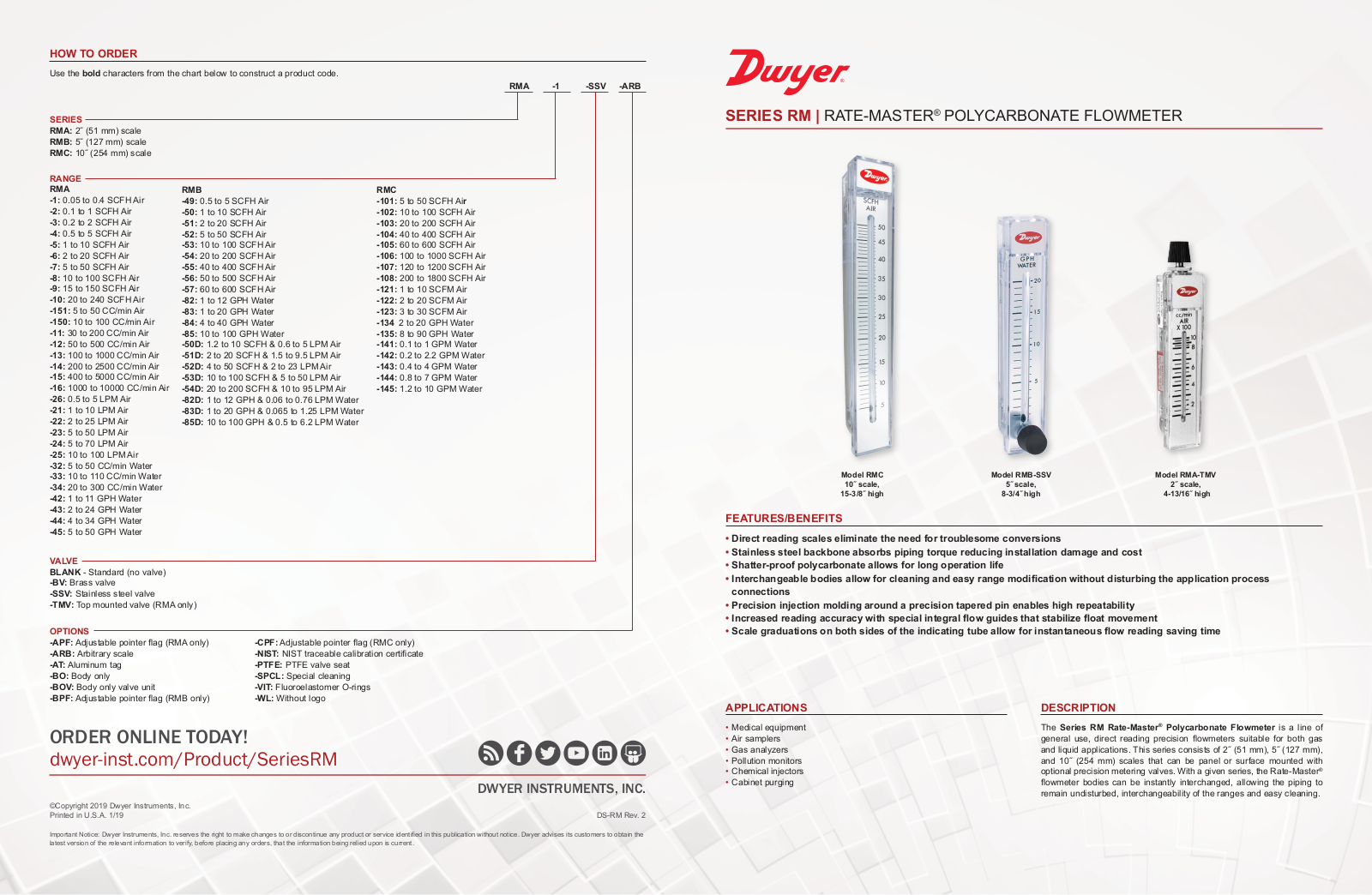 Dwyer Instruments SERIES RM Data Sheet