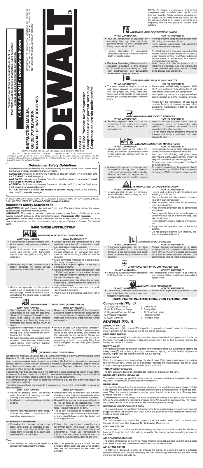 DeWalt D55168 User Manual