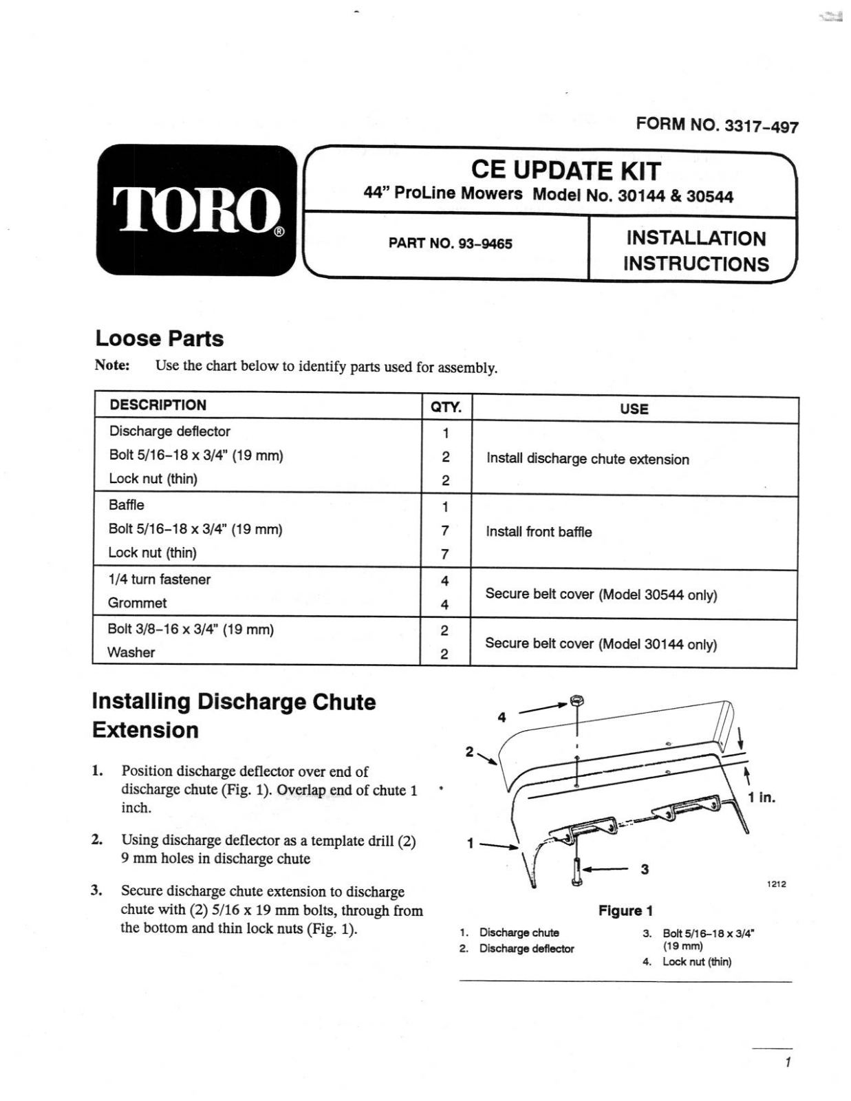 Toro 93-9465 Installation Instructions