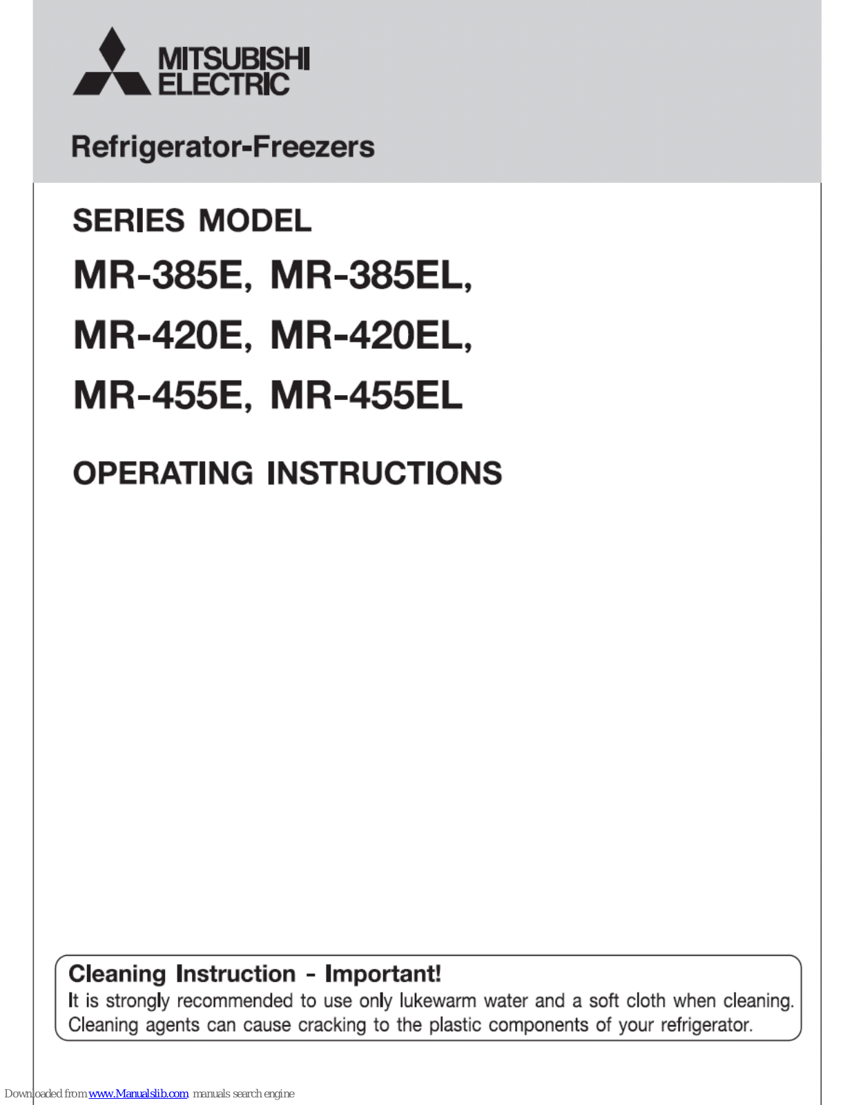 Mitsubishi Electric MR-385E, MR-385EL, MR-420E, MR-420EL, MR-455E Operating Instructions Manual