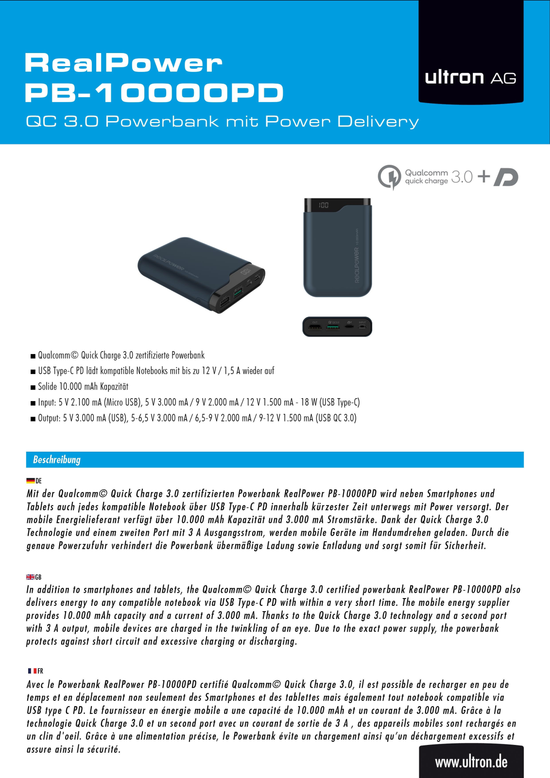 Ultron PB-10000PD User Manual