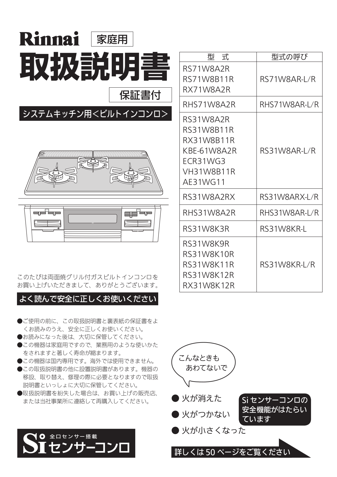 Rinnai RS71W8A2R, RS71W8B11R, RX71W8A2R, RS71W8AR-L, RS71W8AR-R User guide