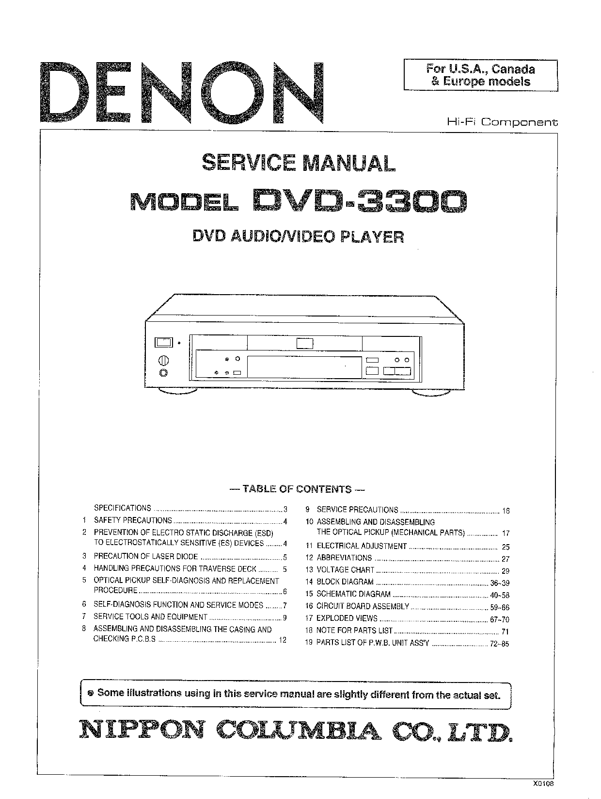 Denon DVD-3300 Service Manual