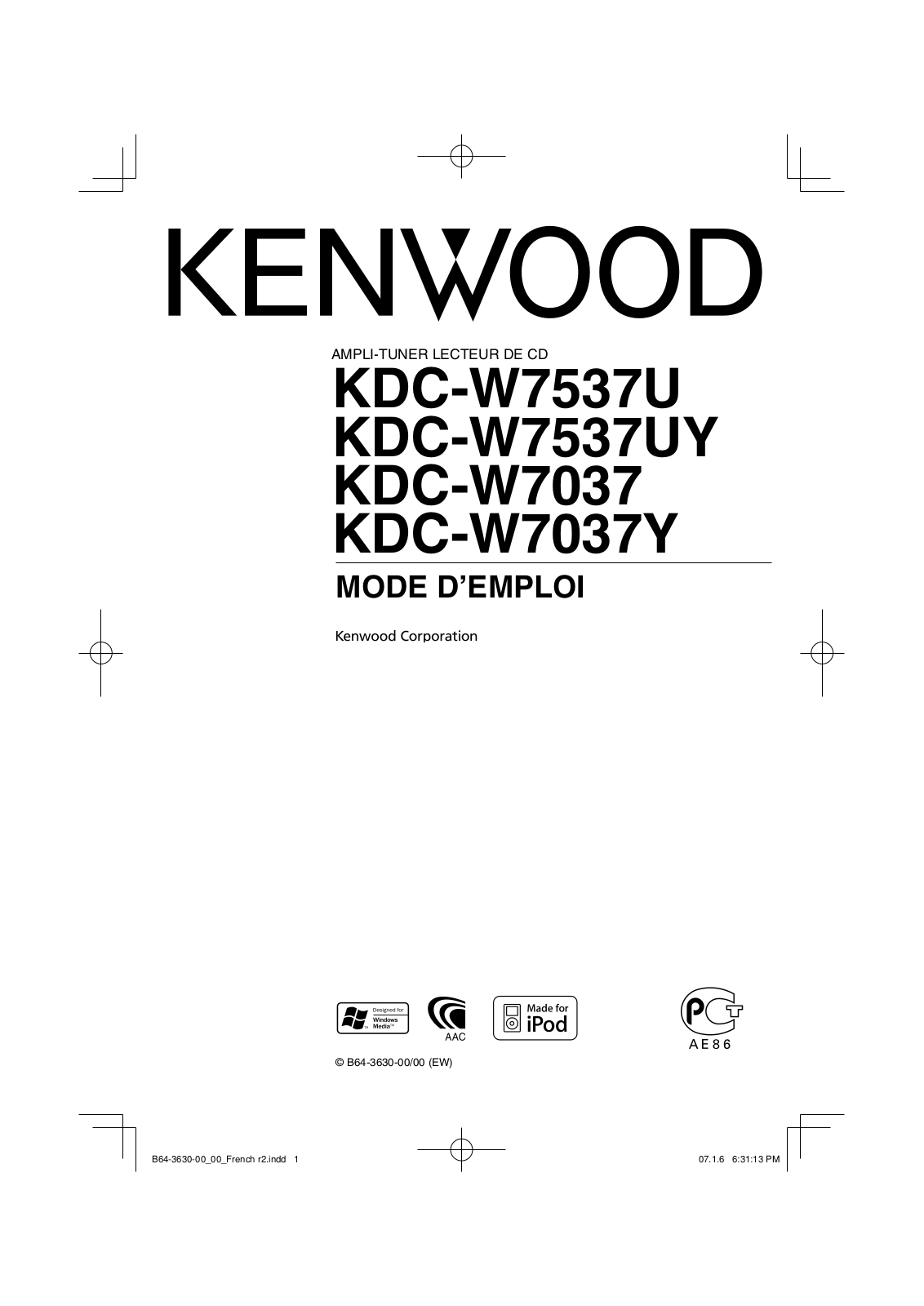 KENWOOD KDC-W7537U User Manual