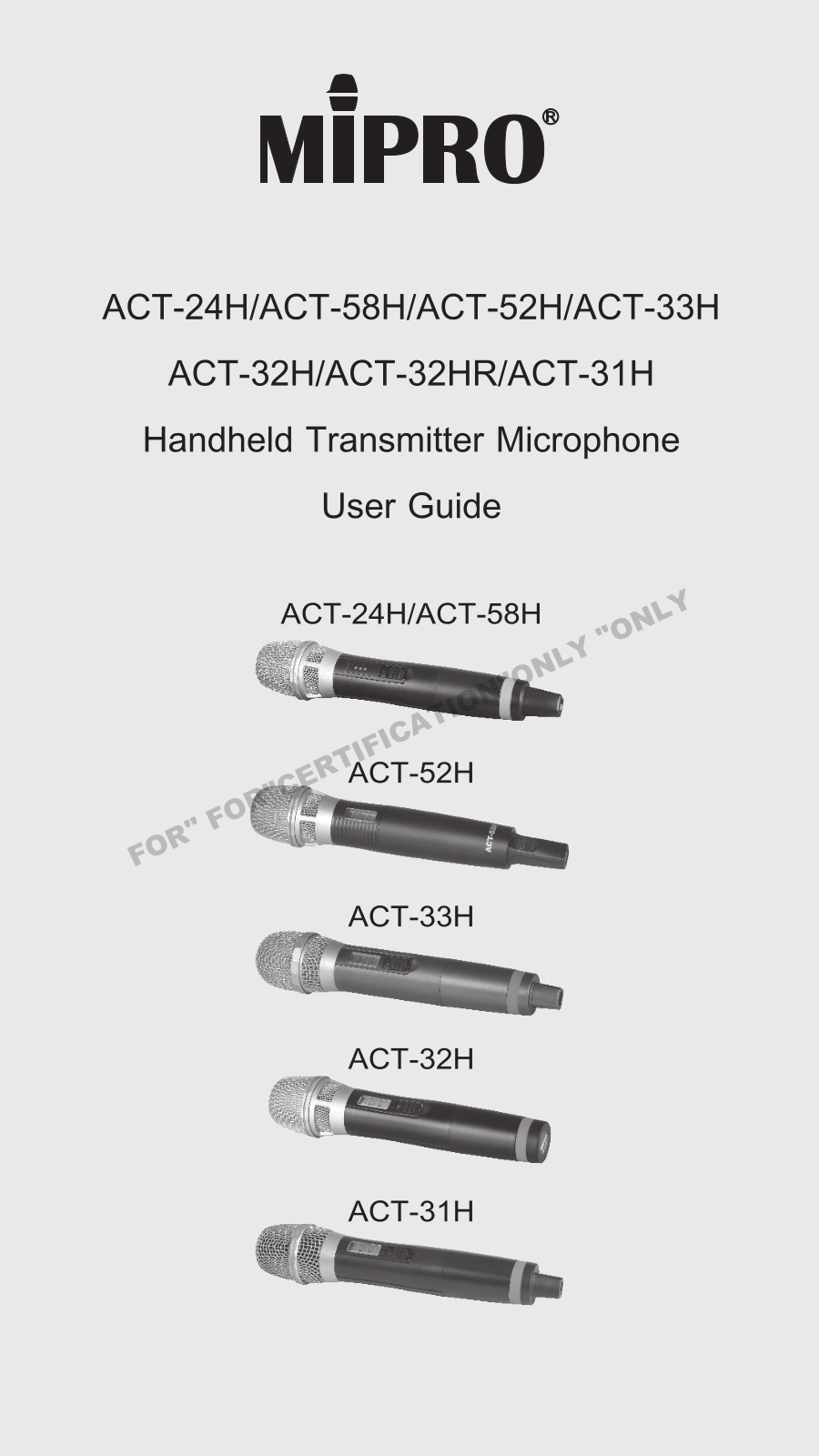 Mipro Electronics Co ACT58H Users manual - ManualMachine.com