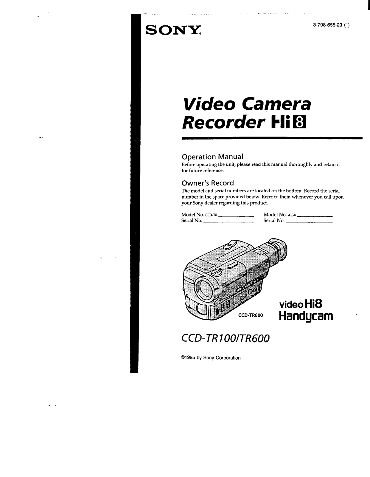 Sony CCD-TR100 Operating Instruction