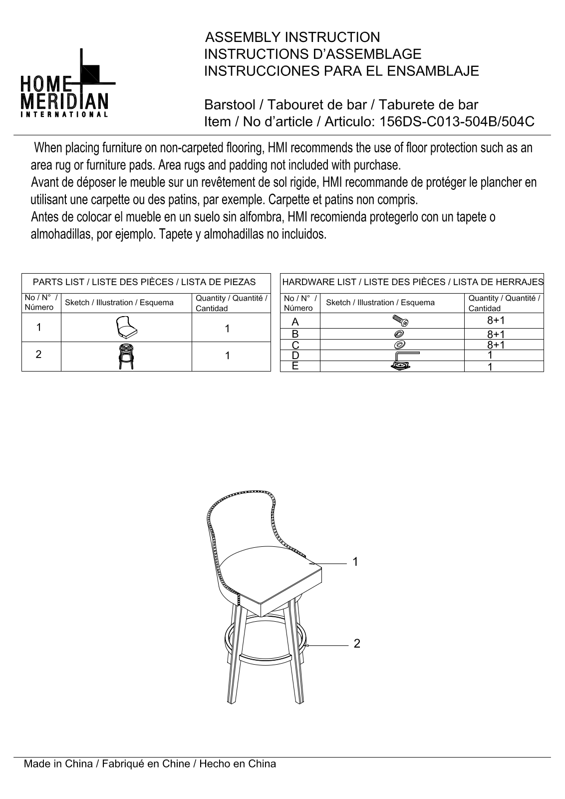 HomeFare 156DSC013504C, 156DSC013504B Assembly Guide