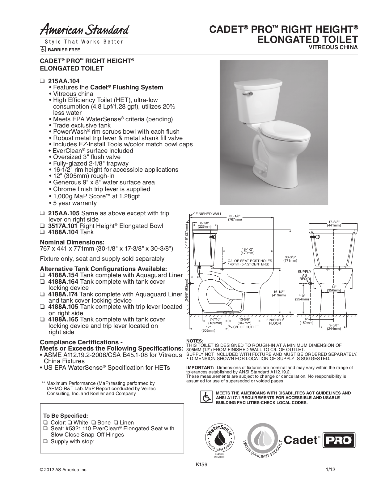 American Standard ASD9793 Specifications - ManualMachine.com