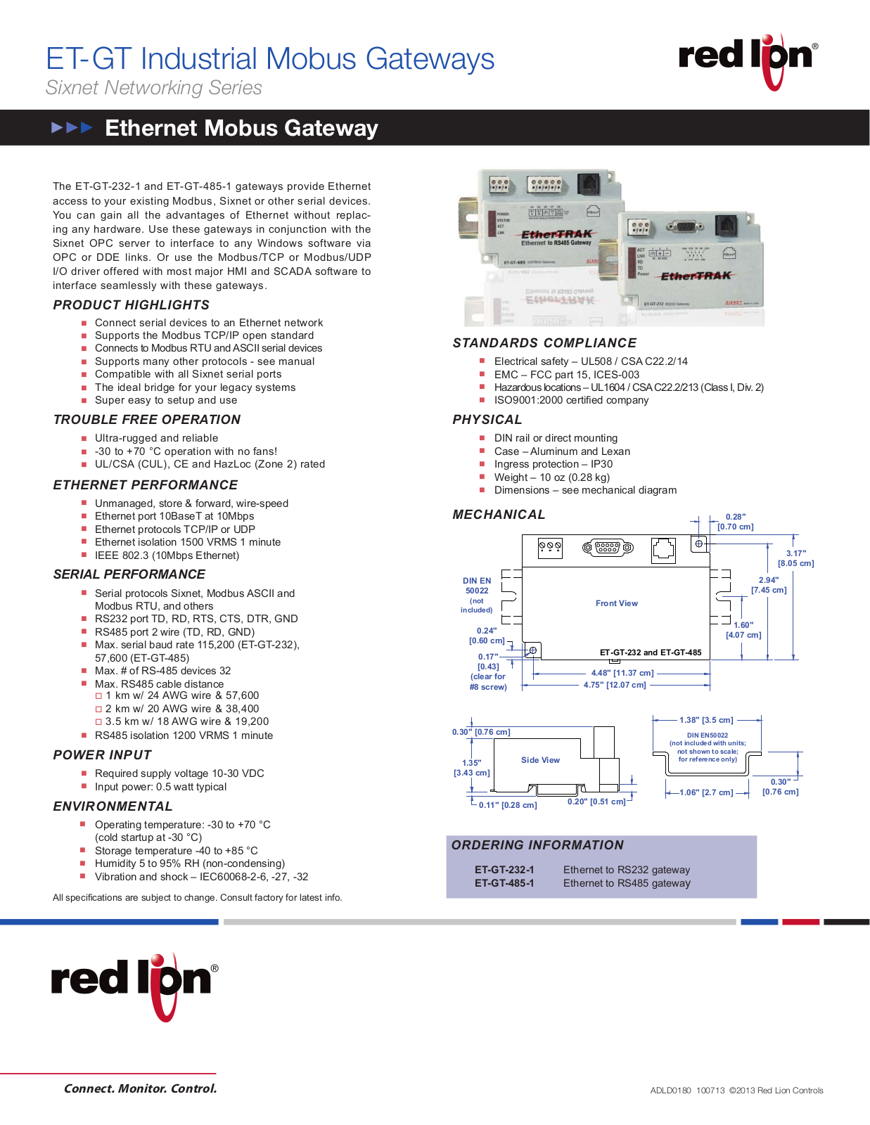 Red Lion ET-GT Data Sheet