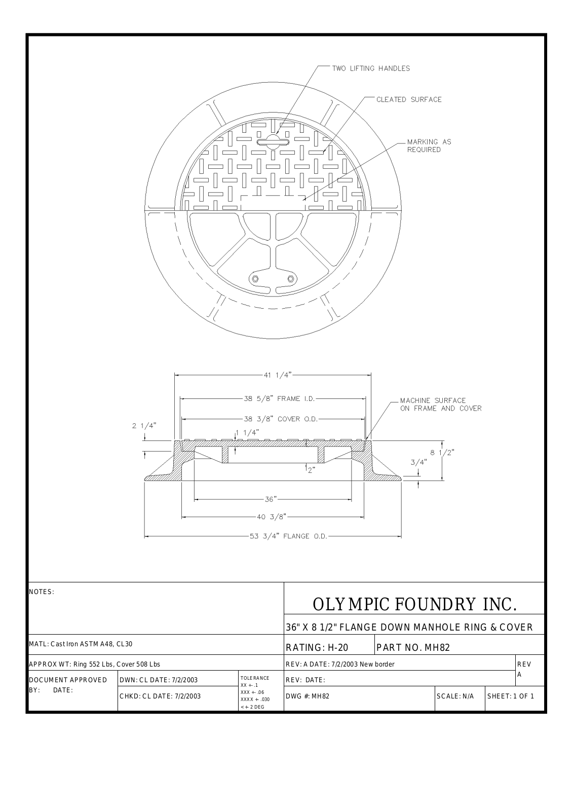 Olympic Foundry MH82 Shematics