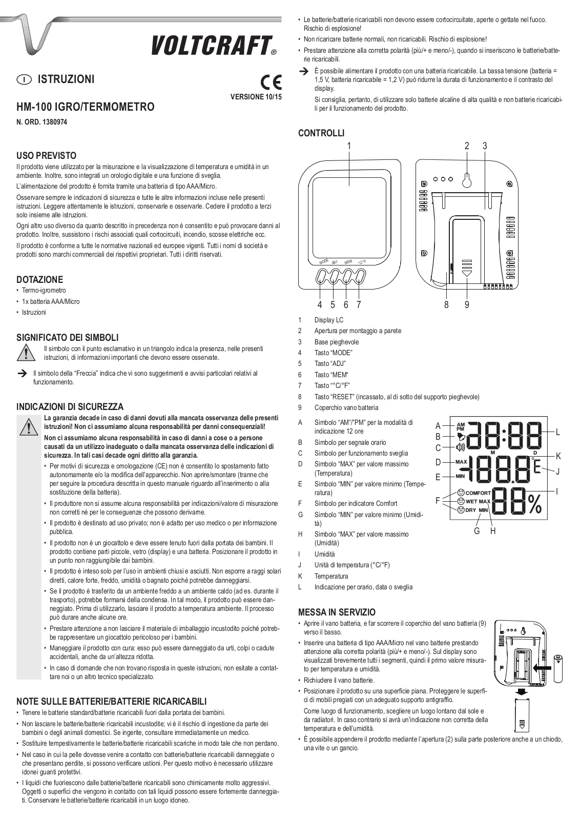 VOLTCRAFT HM-100 User guide