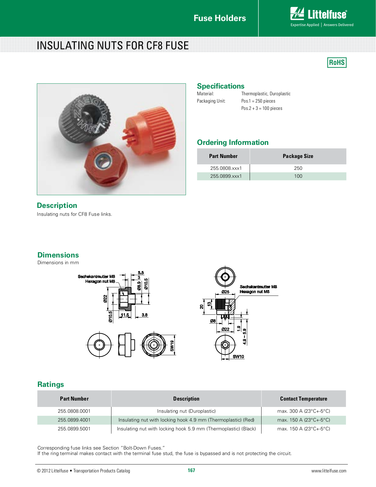 Datasheet Insulating Nuts CF8 Datasheet (Littelfuse) - ManualMachine.com