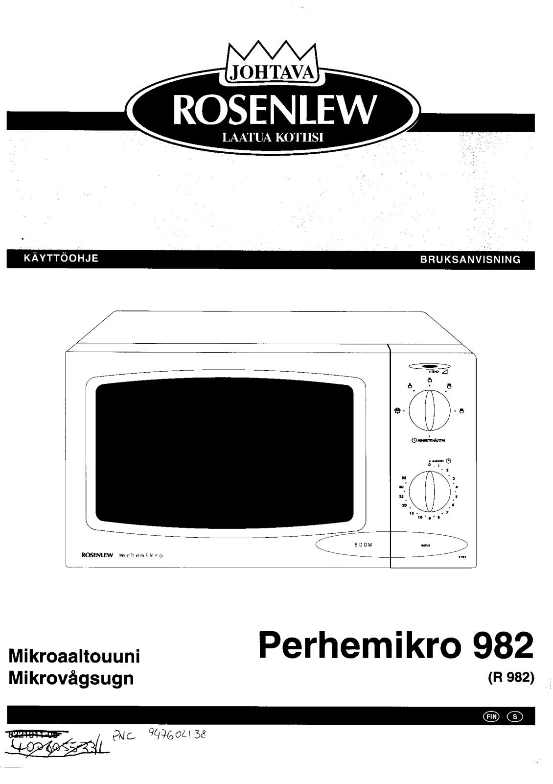 Rosenlew R982 User Manual