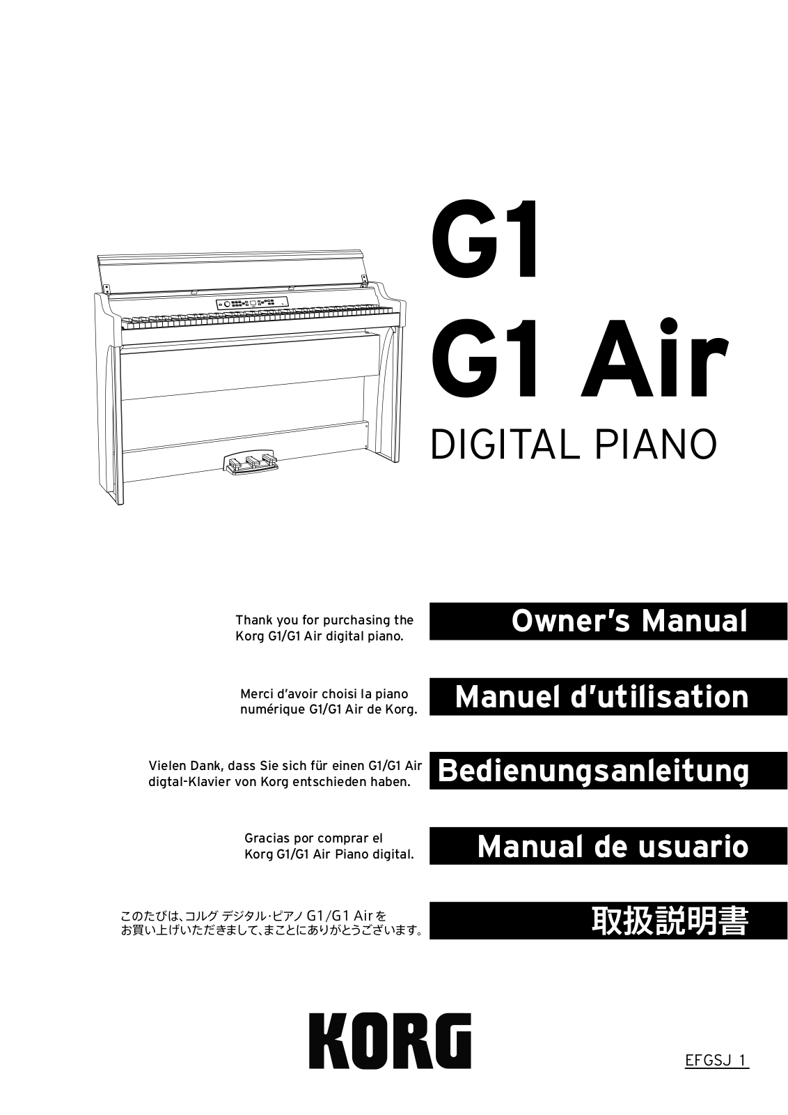 Korg G1 Air, G1 operation manual