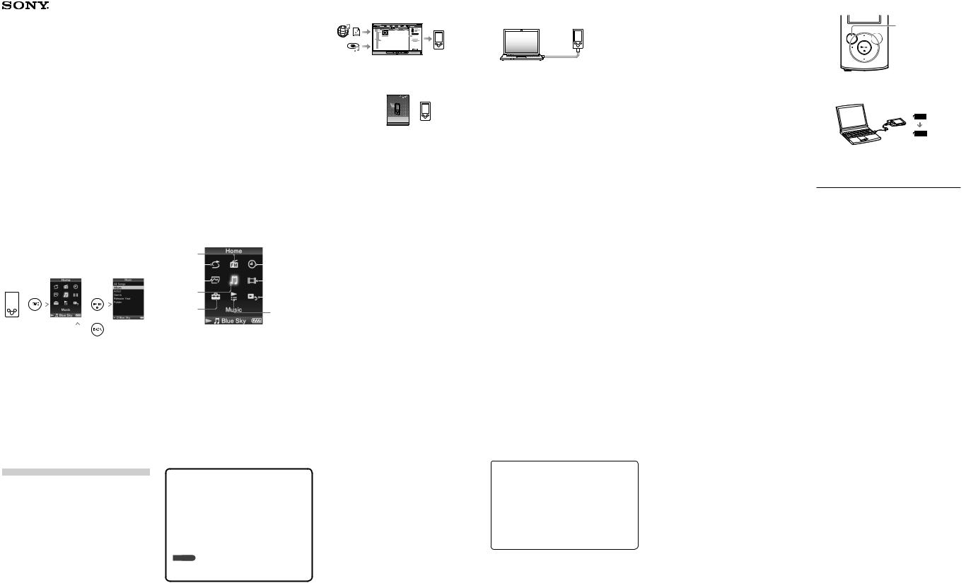 Sony NWZ-E373 Getting Started Guide