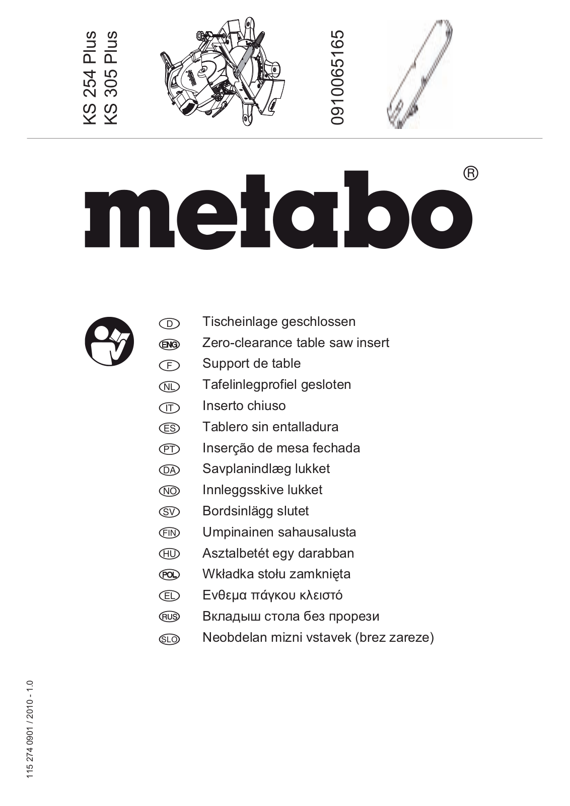 Metabo KS 254 Plus, KS 305 Plus, 0910065165 User guide - ManualMachine.com