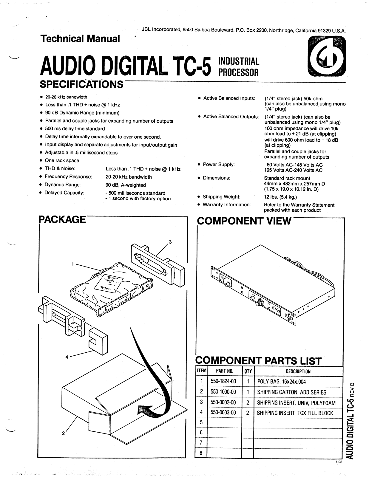 JBL TC-5 Service manual