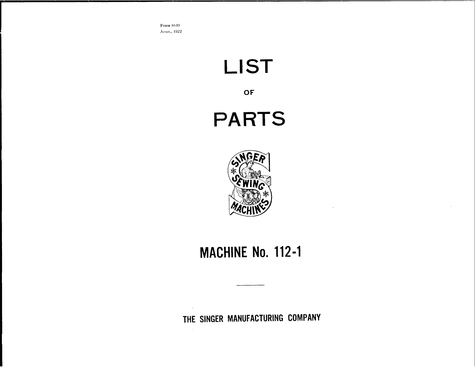 Singer 112-1 User Manual