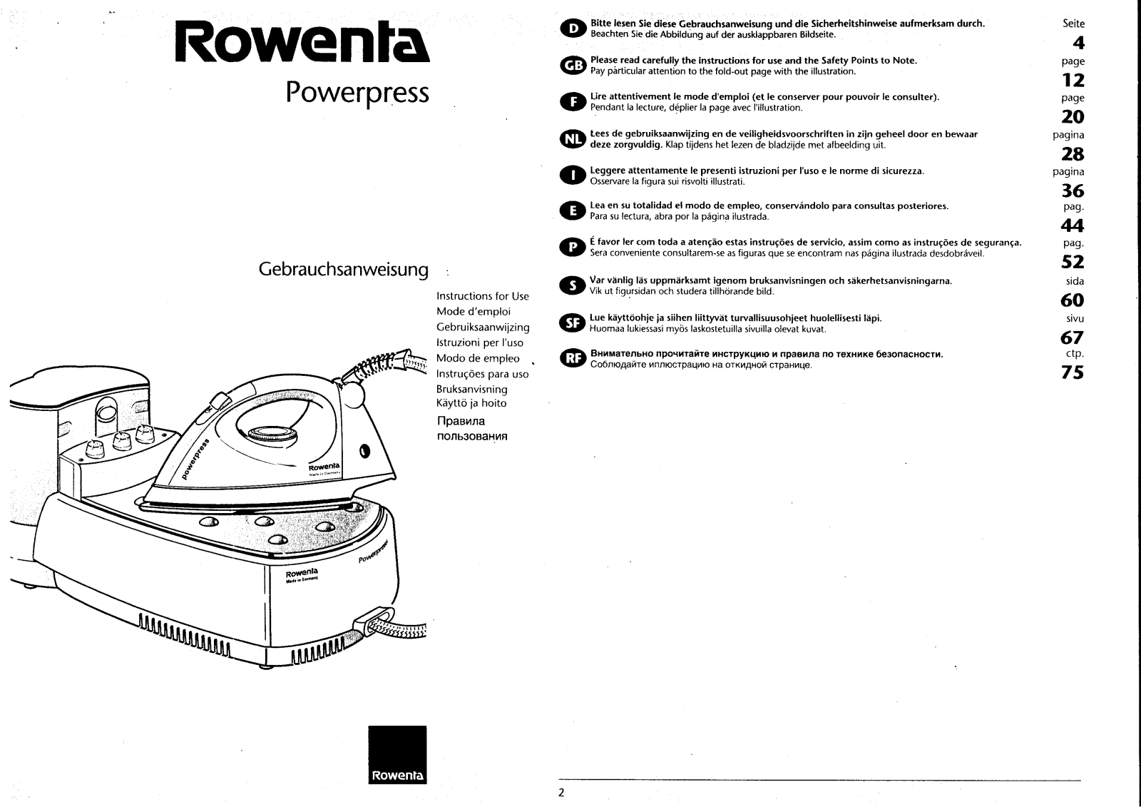 ROWENTA DG 110 User Manual