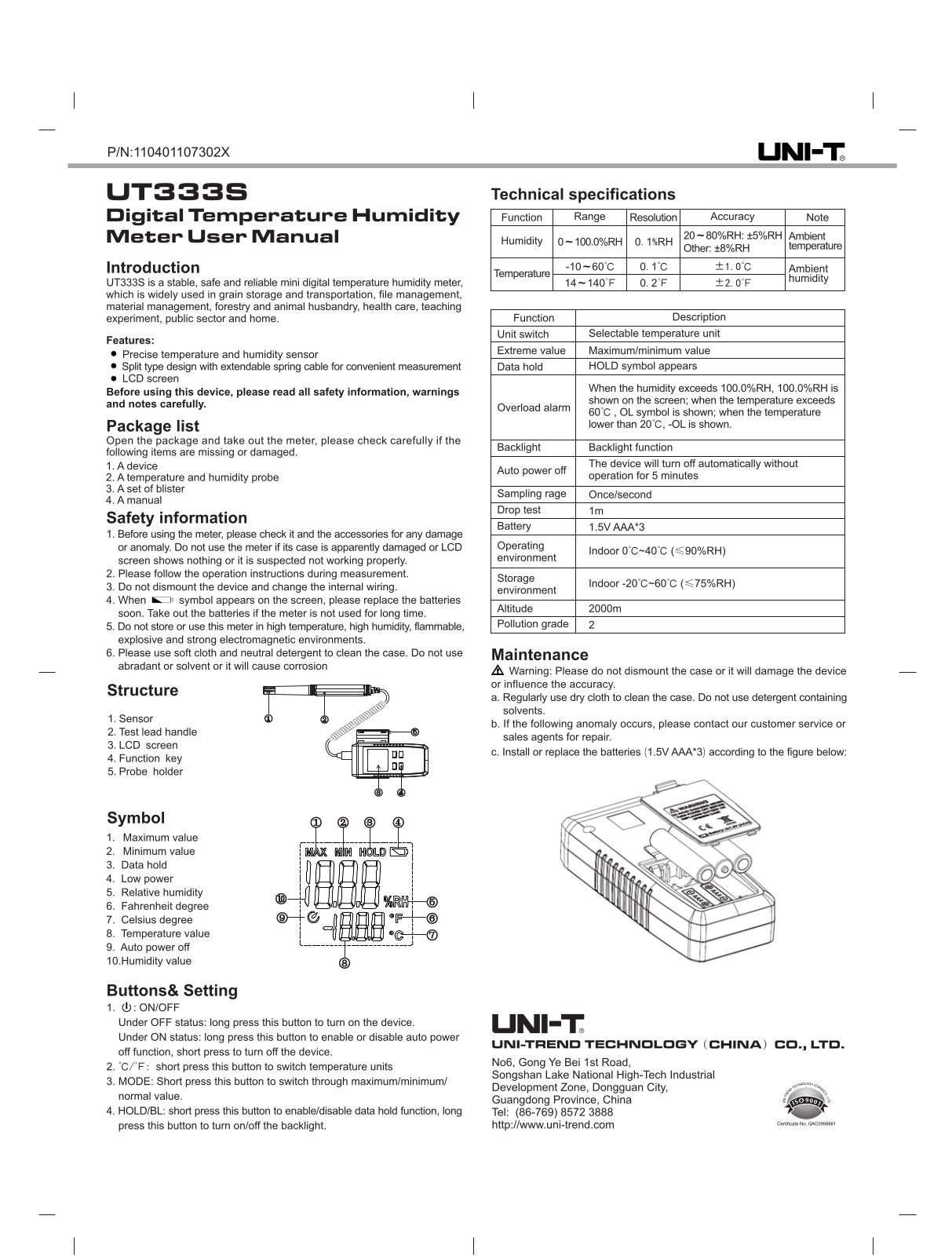 Uni-t UT333S User Manual