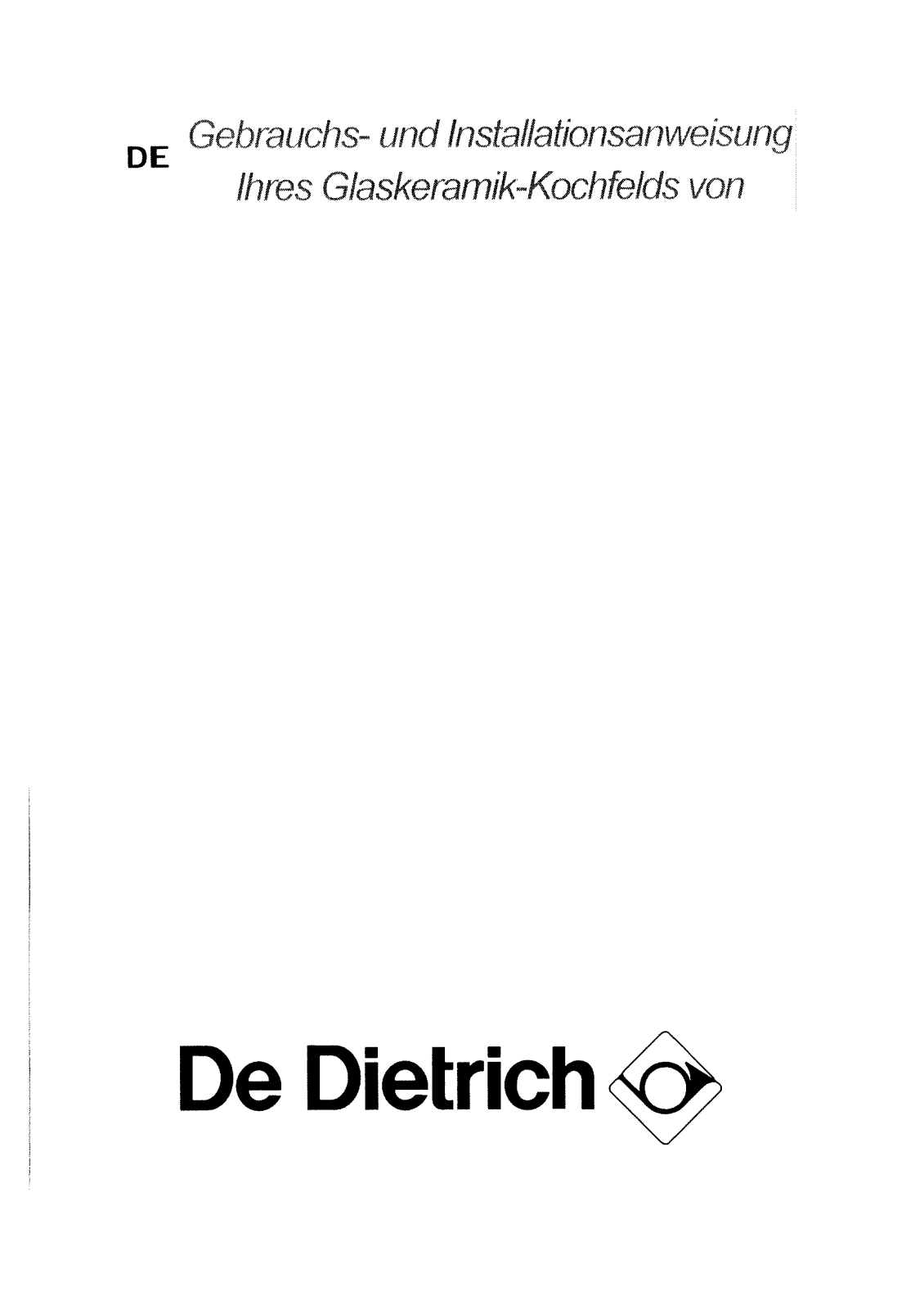 De dietrich DTV163XE1 User Manual