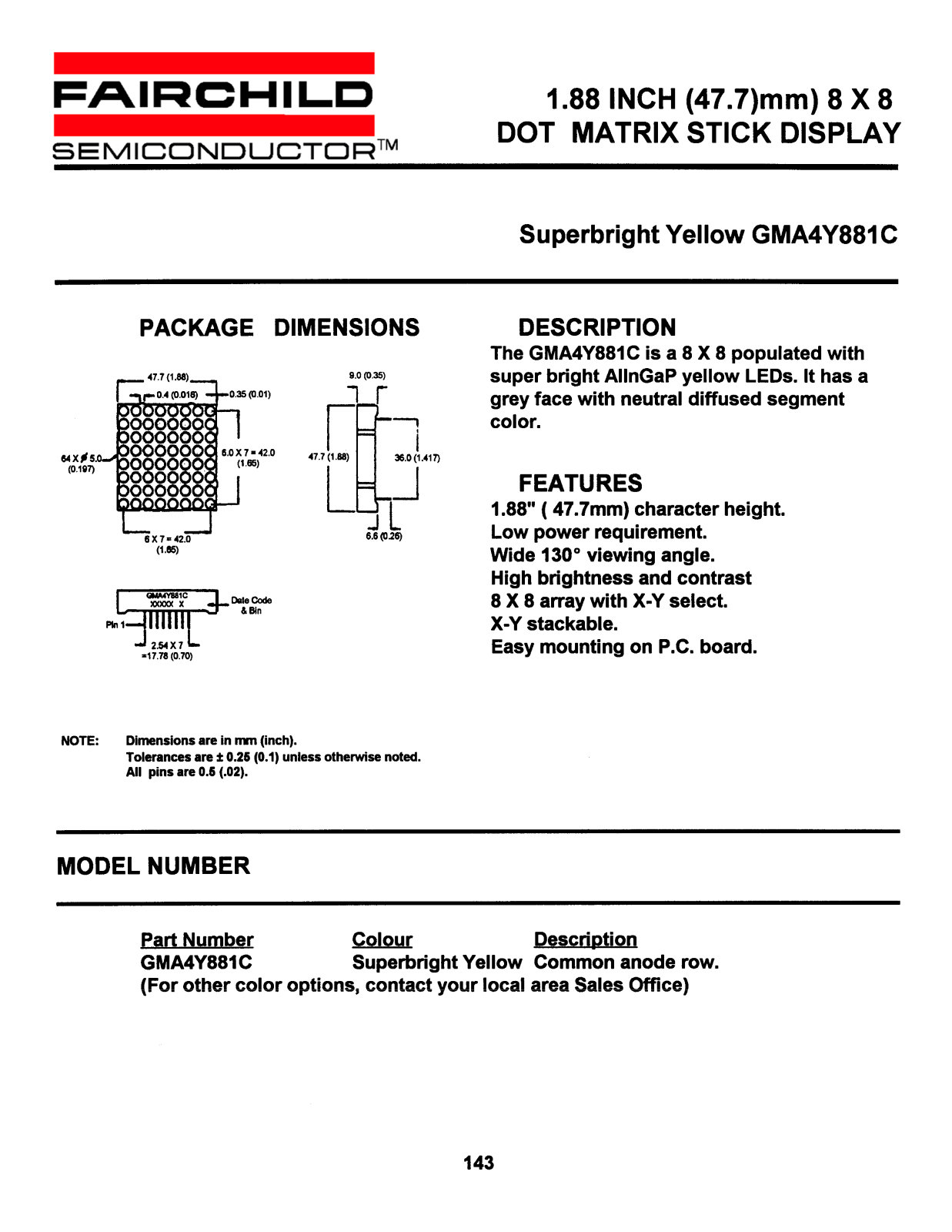 Fairchild Semiconductor GMA4Y881C Datasheet