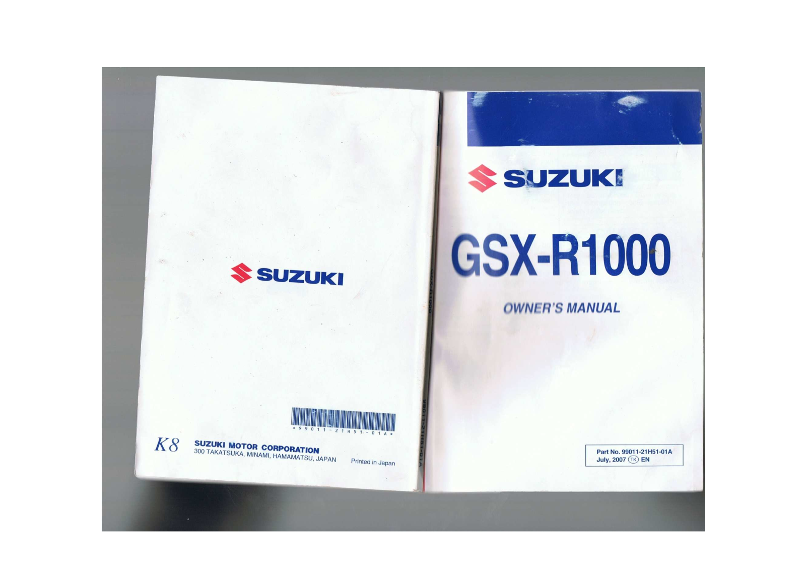 Suzuki GSX R1000 2007 Owner's manual