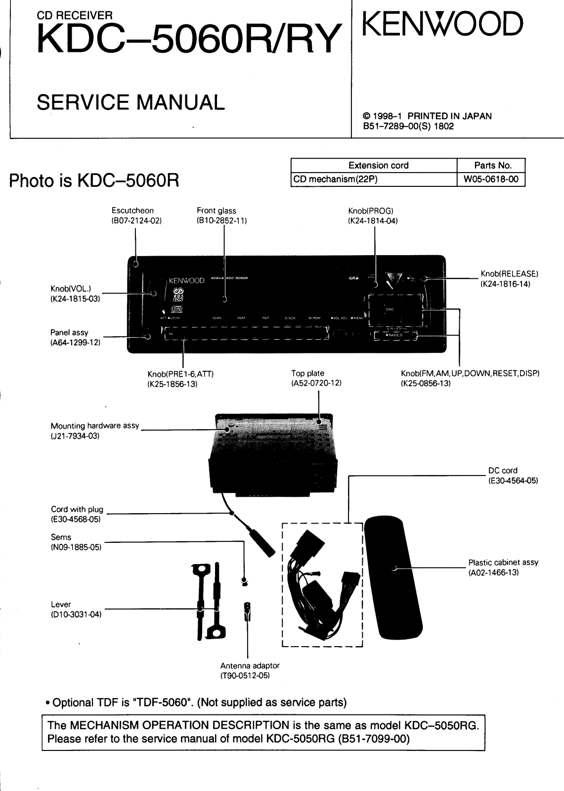 Kenwood KDC-5060-RY, KDC-5060-R Service Manual