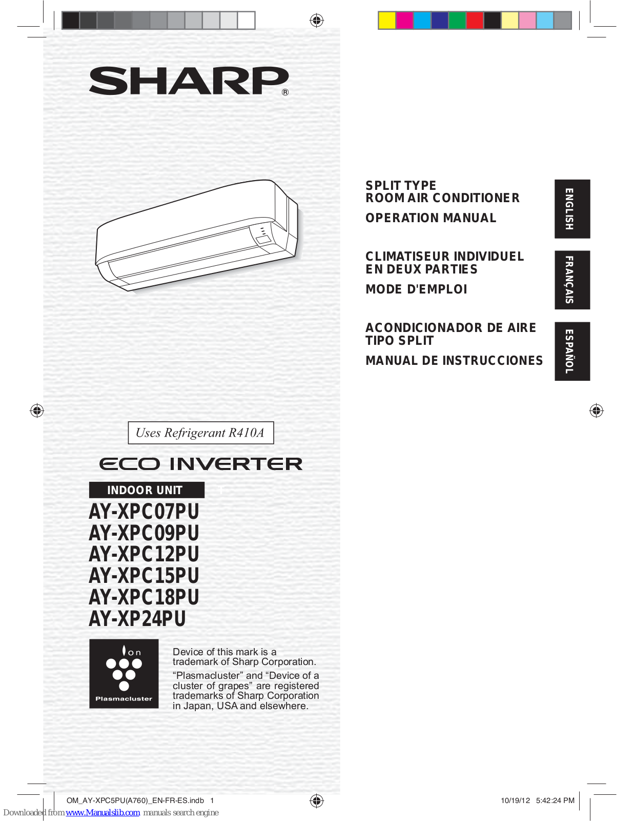 Sharp AY-XP24PU, AY-XPC15PU, AY-XPC09PU, AY-XPC07PU, AY-XPC18PU Operation Manual