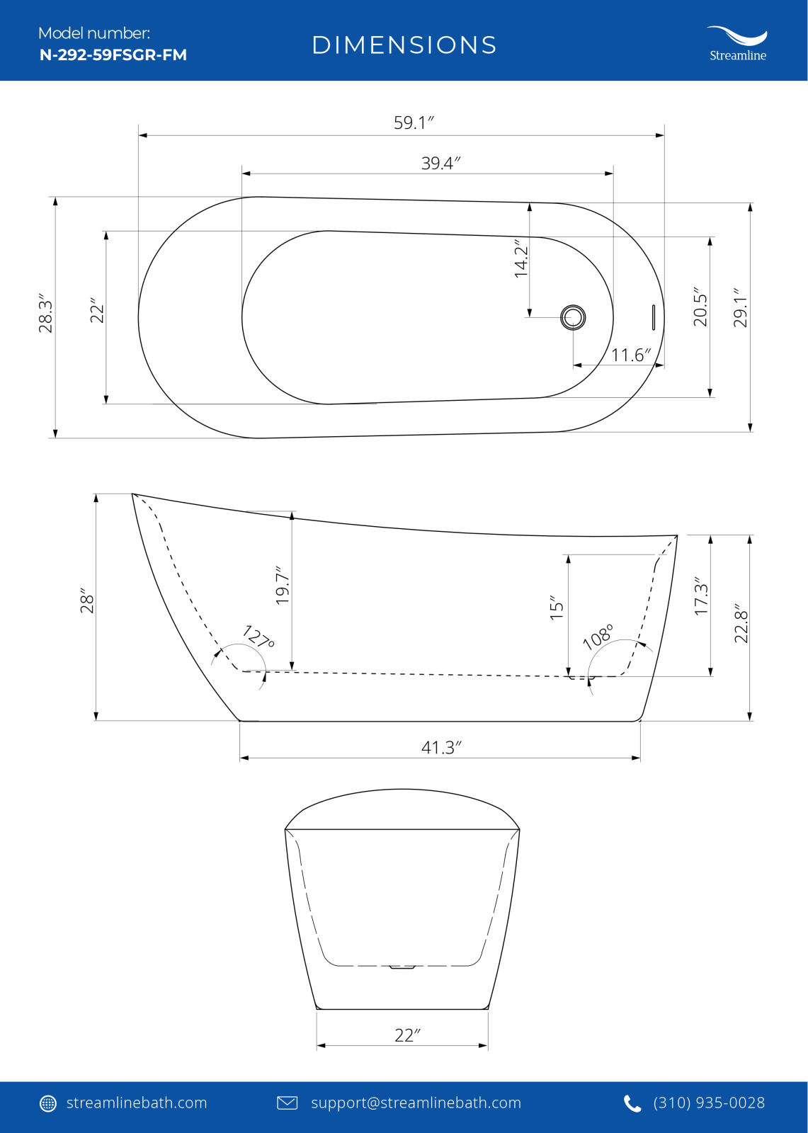 Streamline Bath SLBH6383 Dimensions - ManualMachine.com