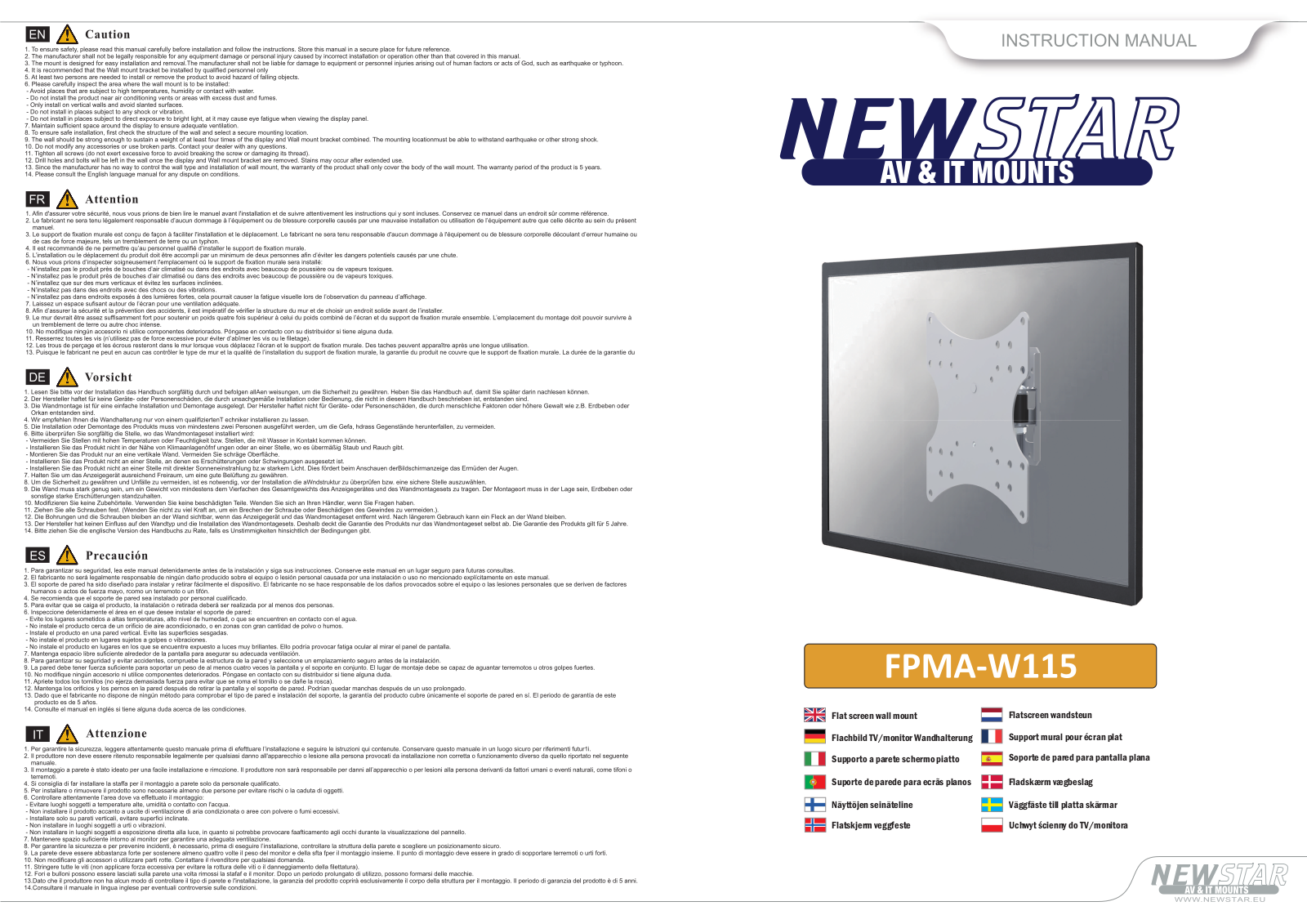 Newstar FPMA-W115 User Manual