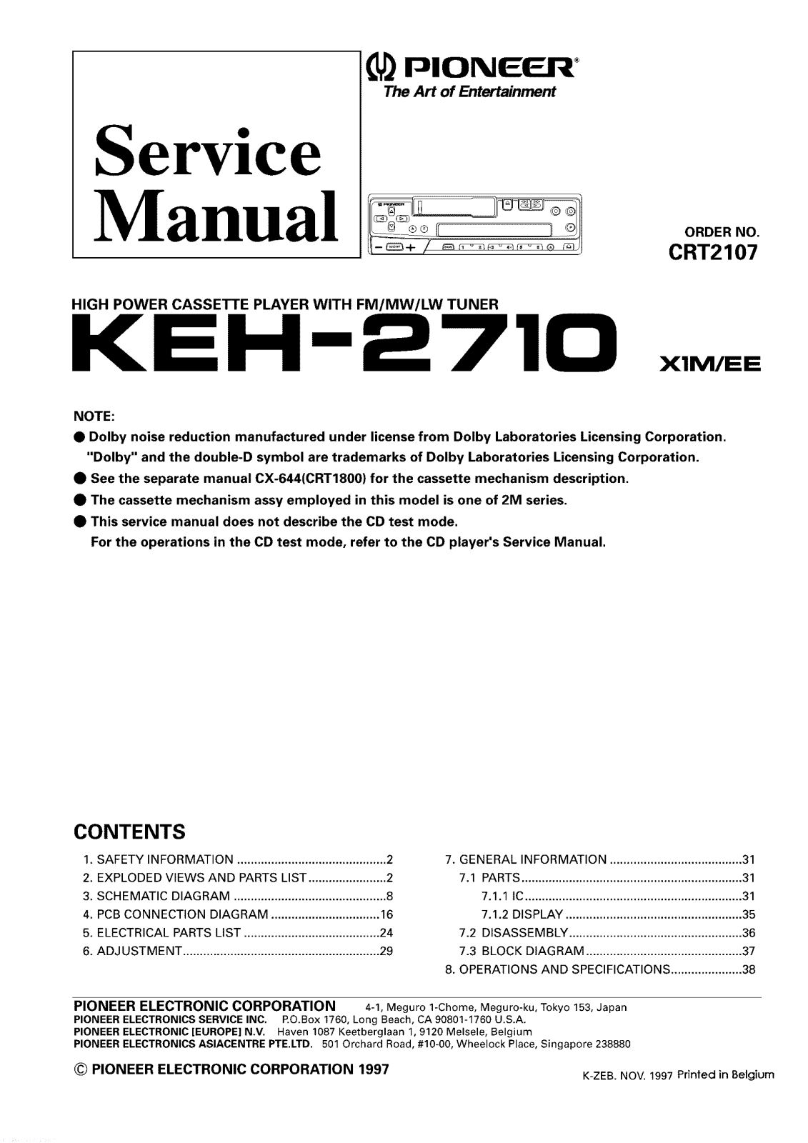 Pioneer KEH-2710 SERVICE MANUAL