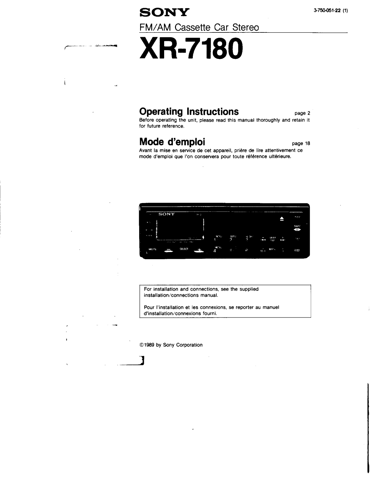 Sony XR-7180 User Manual