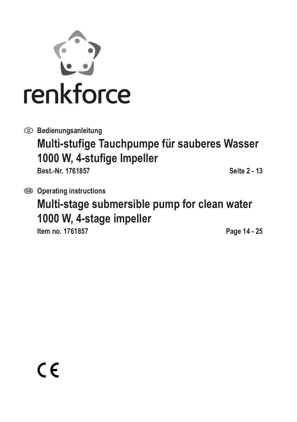 Renkforce 1761857 Operating Instructions Manual