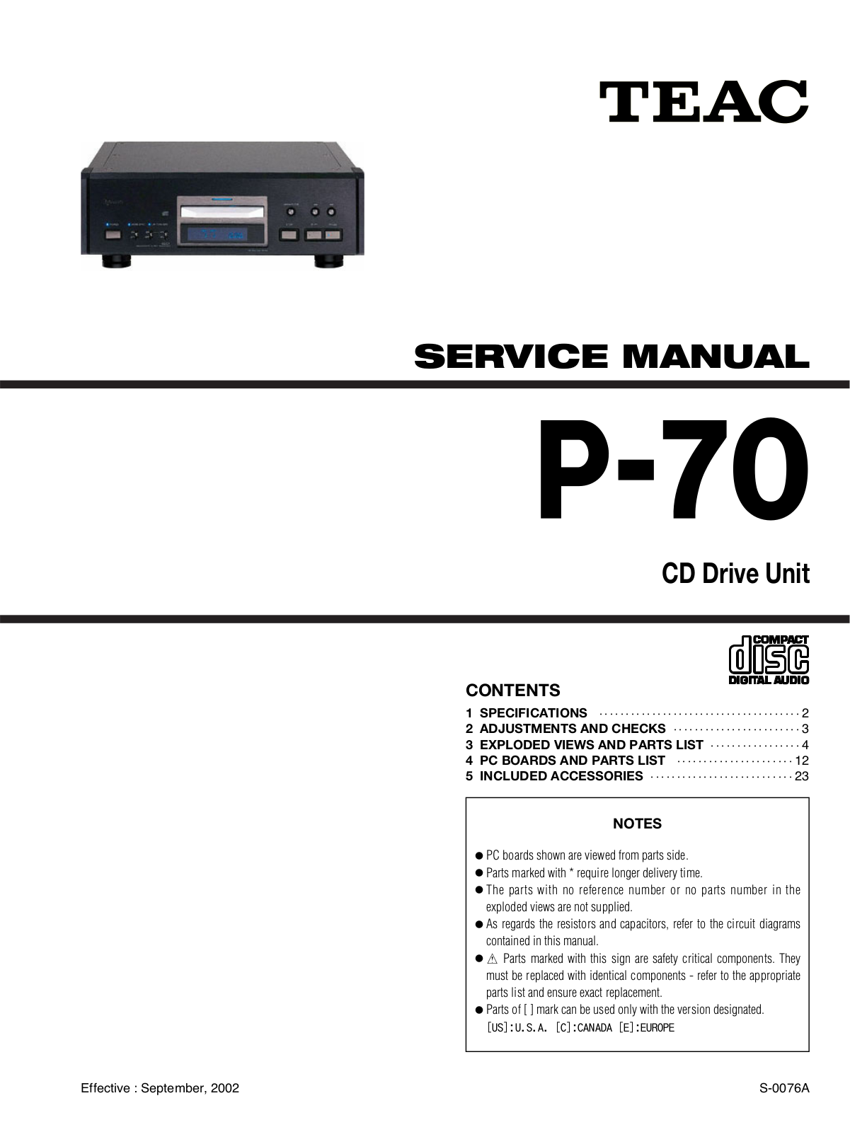 TEAC P-70 Service manual