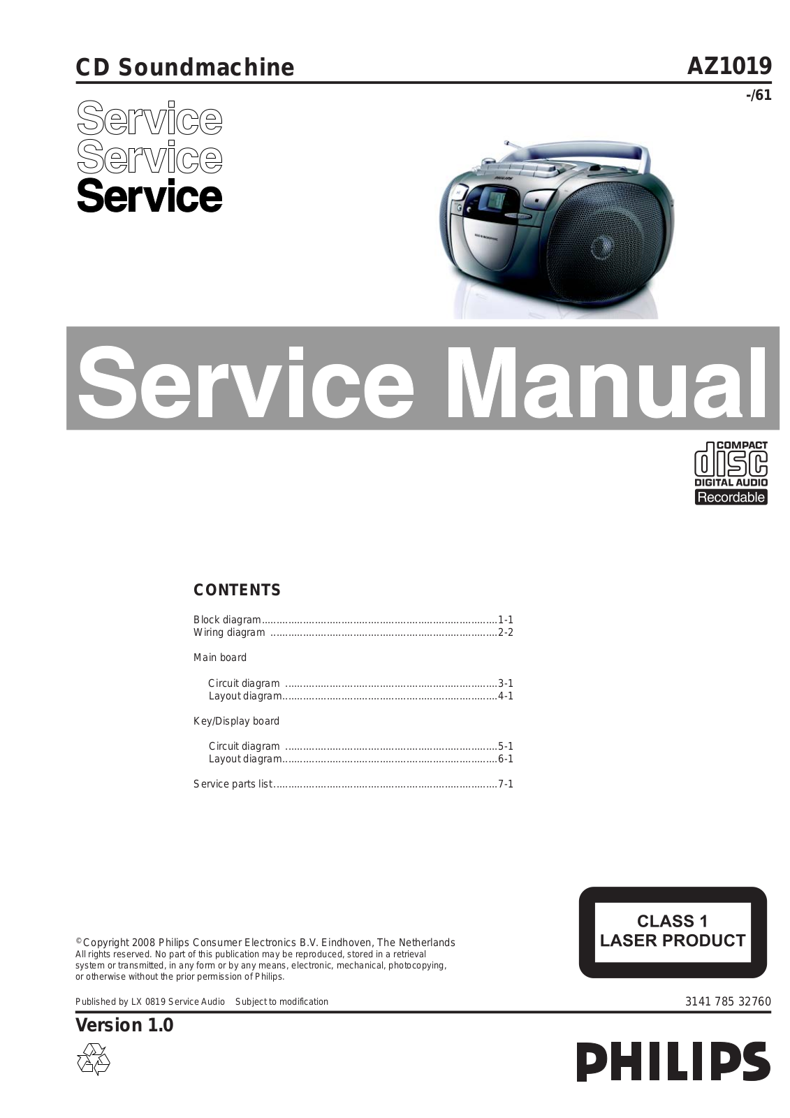 Philips AZ-1019 Service Manual