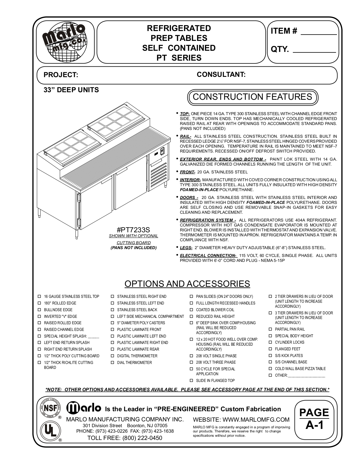 Marlo PT10333S User Manual