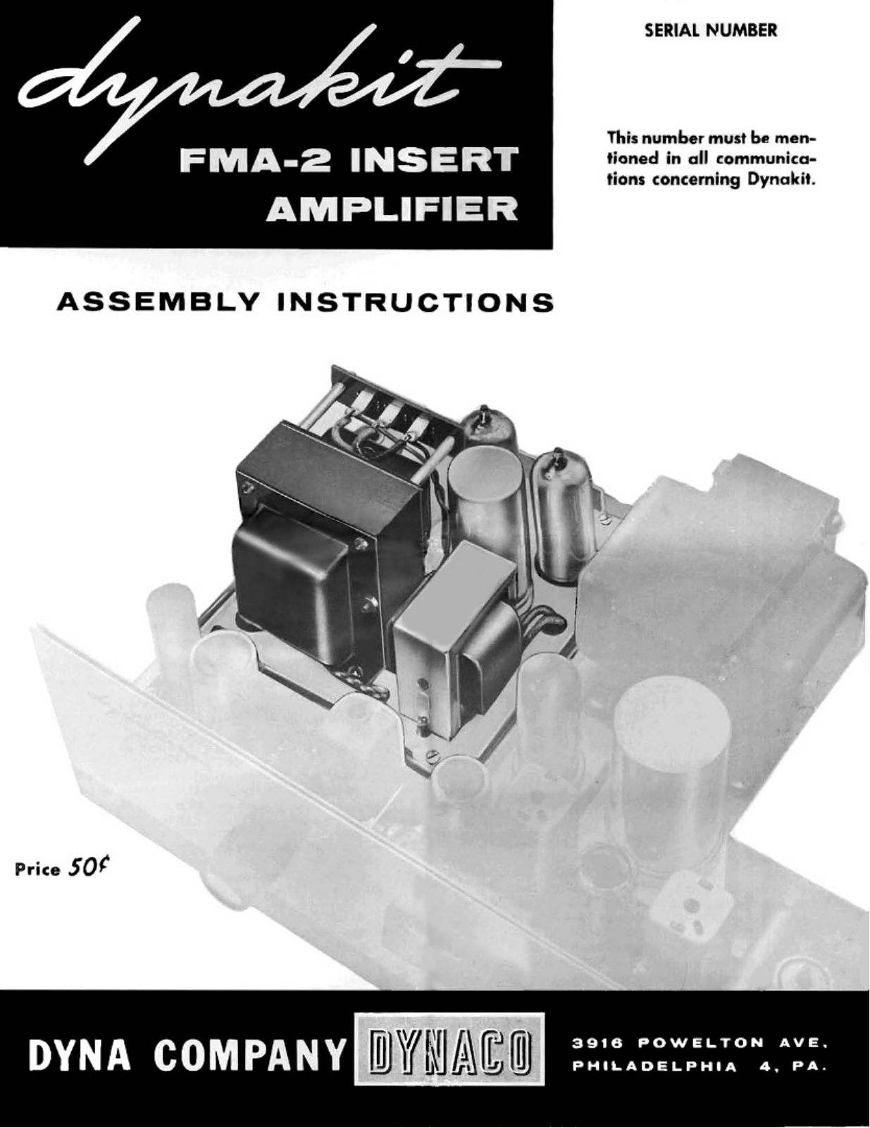 Dynaco Dynakit FMA-2 insert, FMA-2 Service manual