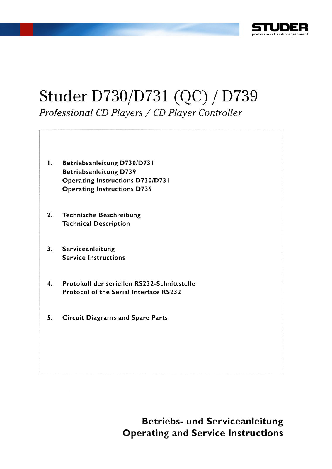 Studer D730 User Manual