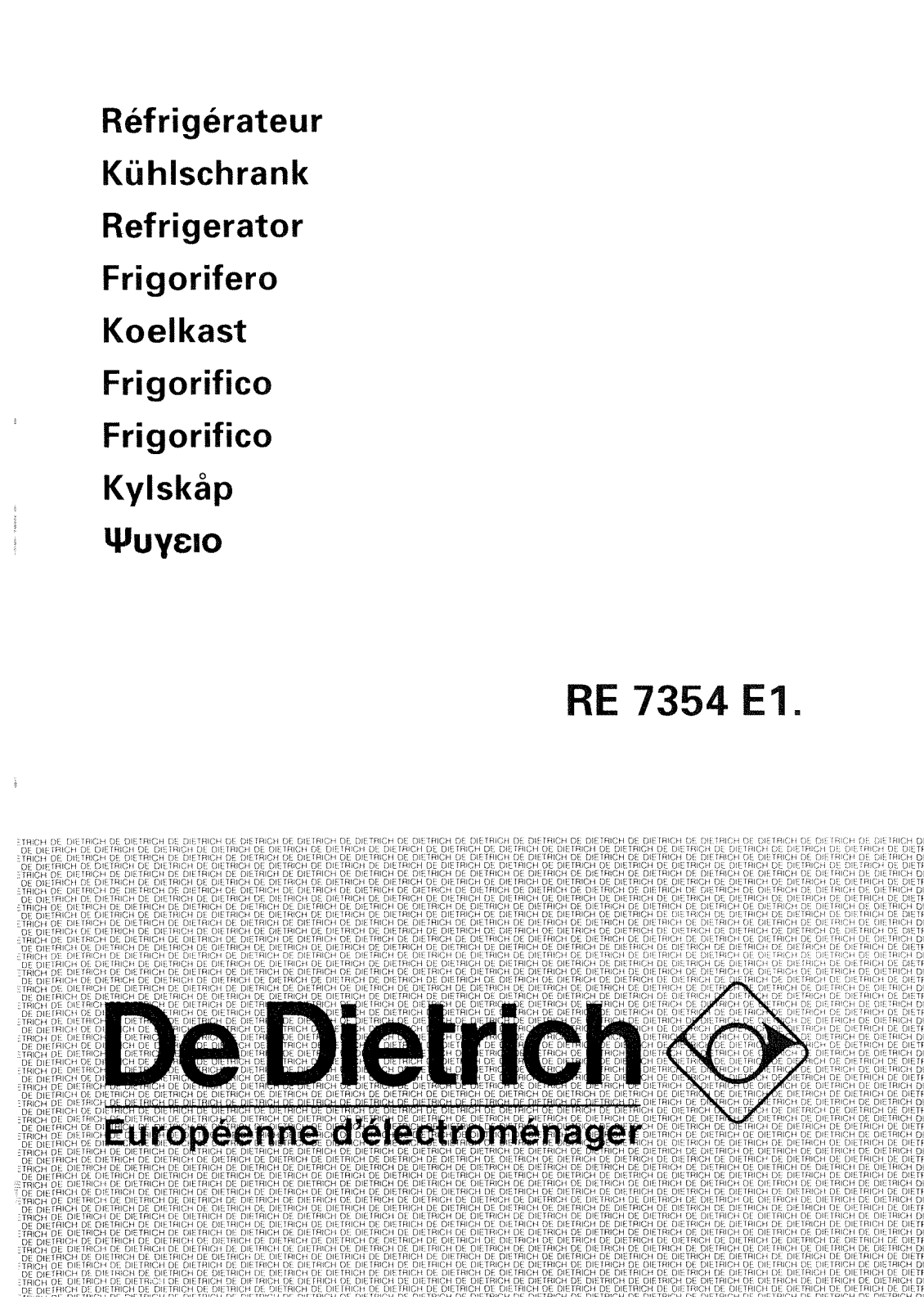 De dietrich RE7354E1 User Manual