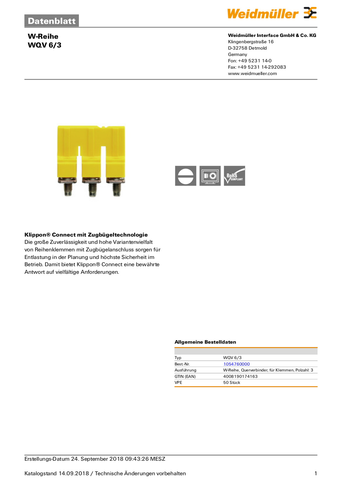 WEIDMÜLLER WQV 6 3 Datasheet - ManualMachine.com