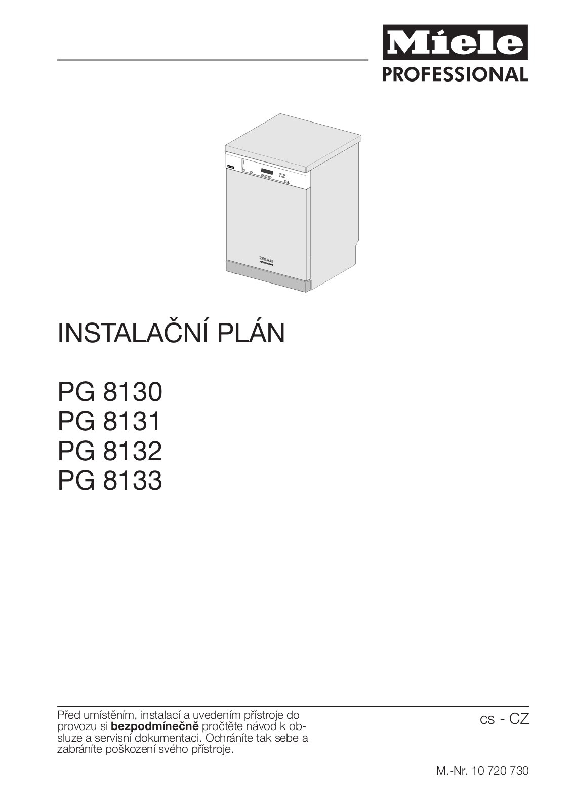 Miele PG 8130, PG 8131, PG 8132, PG 8133 Installation diagram