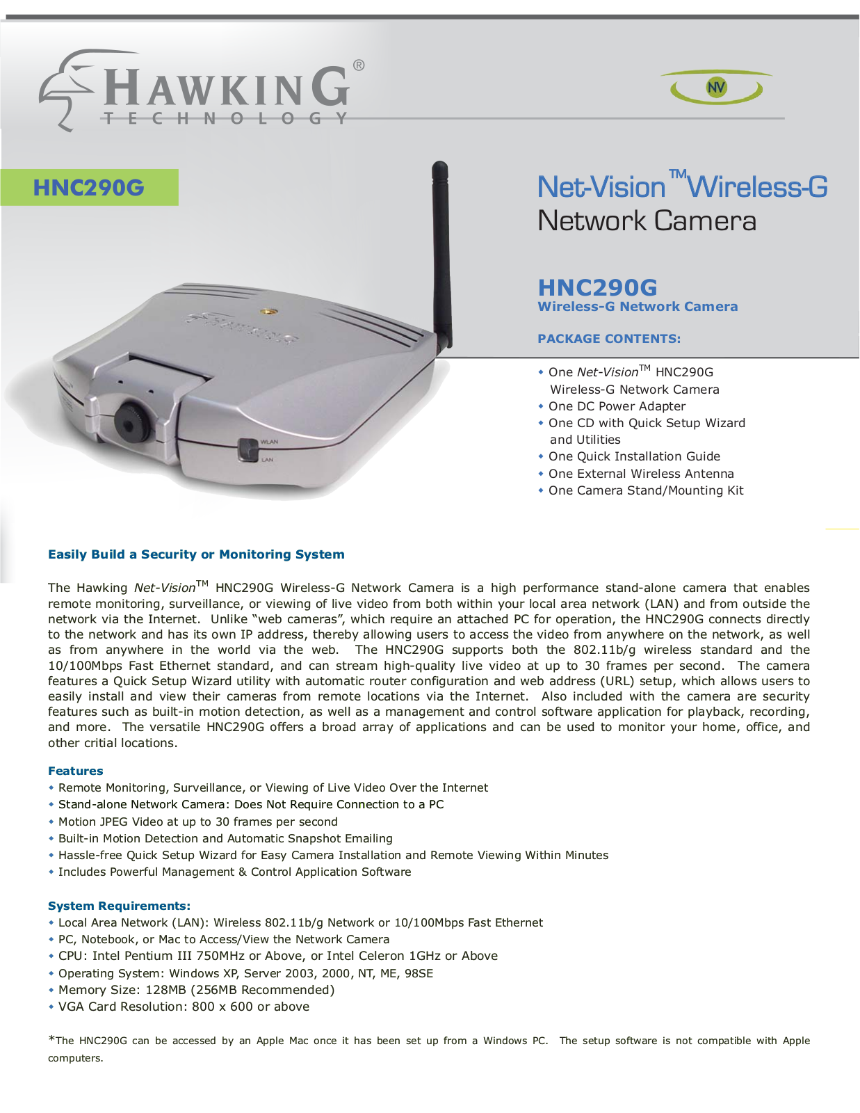 Hawking HNC290G BROCHURE