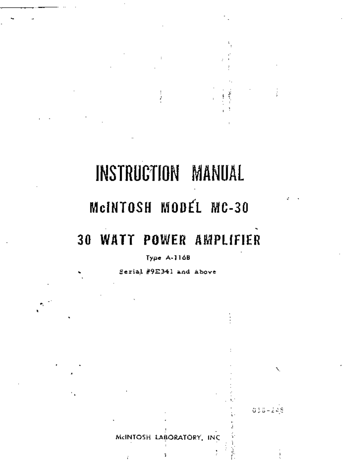 McIntosh MC-30 Owners manual