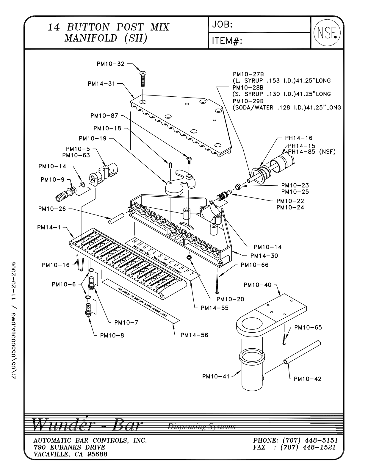 Wunder Bar 14B Parts List